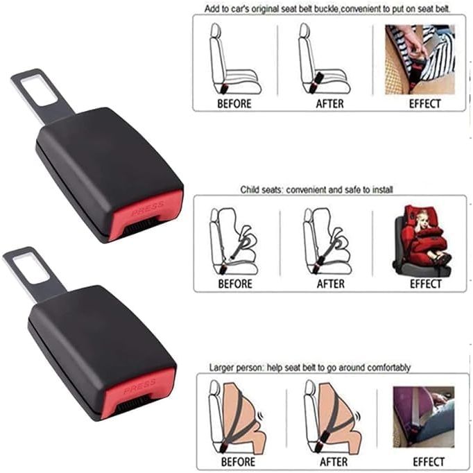 Einesin 4.7Inch Seat Belt Extender, 2 Packs Car Seatbelt Extension, Car Seat Belt Buckle for Seat Belt Extension,Seat Belt Buckle Alert Muffler, Seat Belt Clip Extender Fits Most Cars(Black)