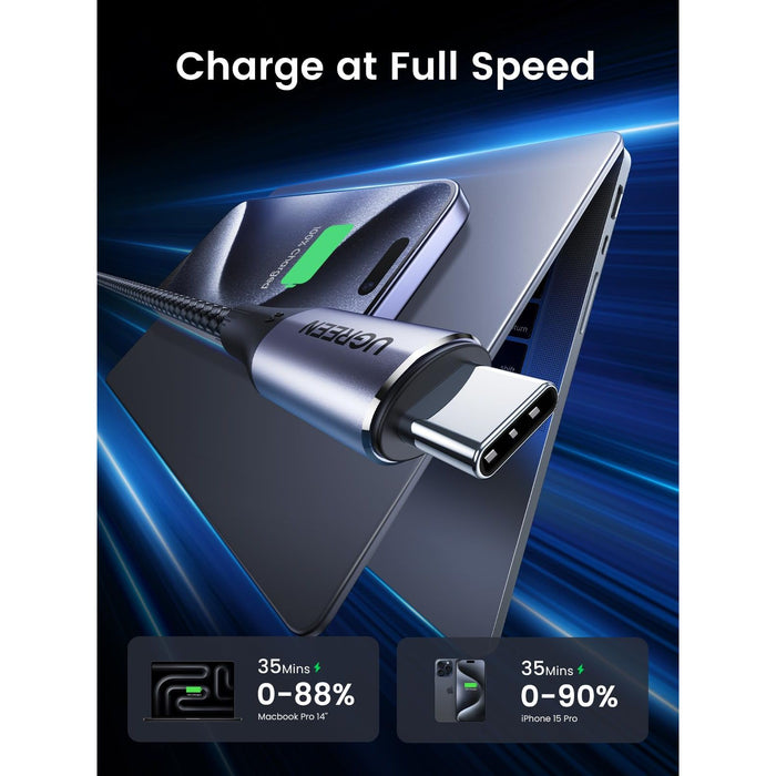 UGREEN 240W USB C to USB C Cable 10Gbps USB C 3.2 Cable 4K 60Hz Video Output USB C Fast Charging Cable Compatible for iPhone 16 15 Pro Max, NVMe SSD, Monitor, Galaxy S24 S23 Ultra, MacBook Pro, 3ft