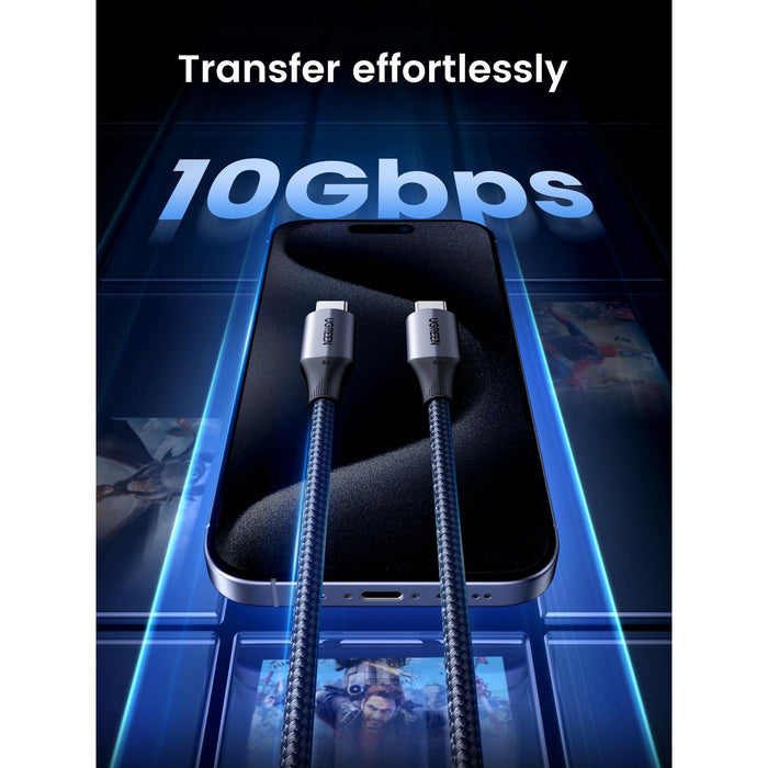 UGREEN 240W USB C to USB C Cable 10Gbps USB C 3.2 Cable 4K 60Hz Video Output USB C Fast Charging Cable Compatible for iPhone 16 15 Pro Max, NVMe SSD, Monitor, Galaxy S24 S23 Ultra, MacBook Pro, 3ft