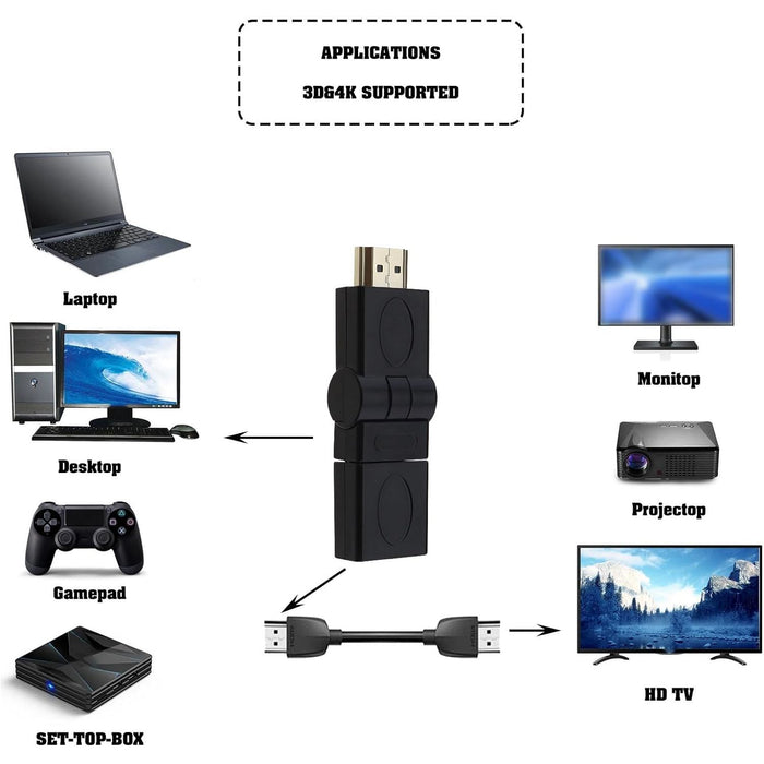 Multi Angle HDMI Female To HDMI Adapter Black