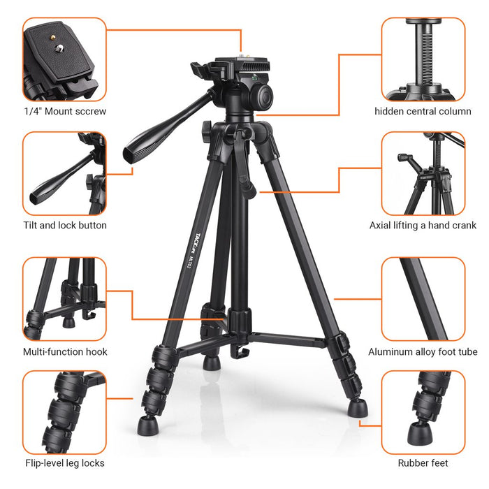 Lightweight Tripod 60" High Quality , Aluminum Travel/Camera/Phone Tripod With Carry Bag