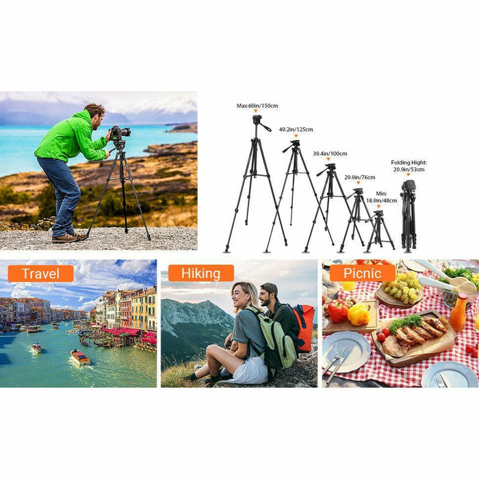 Lightweight Tripod 60" High Quality , Aluminum Travel/Camera/Phone Tripod With Carry Bag