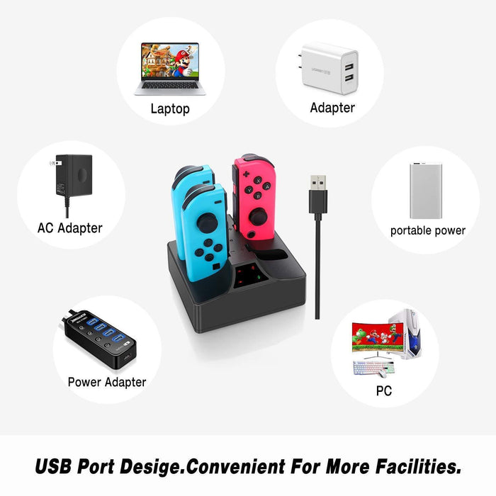 4 in 1 Charging Dock with Type C Cable for Nintendo Switch Joy-Cons Controller-Nintendo Switch Power Cords & Charging Stations-SAMA-brands-world.ca