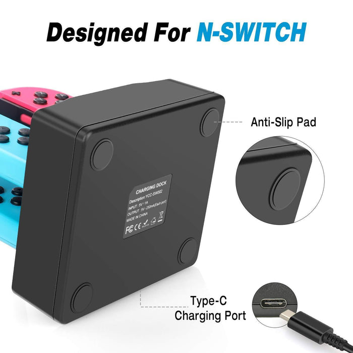 4 in 1 Charging Dock with Type C Cable for Nintendo Switch Joy-Cons Controller-Nintendo Switch Power Cords & Charging Stations-SAMA-brands-world.ca