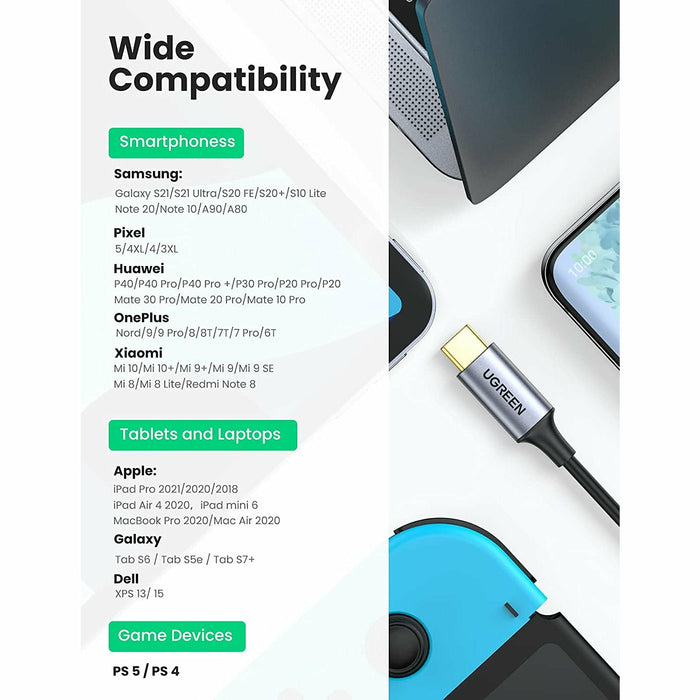 UGREEN Gold Plated USB Type C to 2RCA Audio Auxiliary Stereo Y Splitter Cable