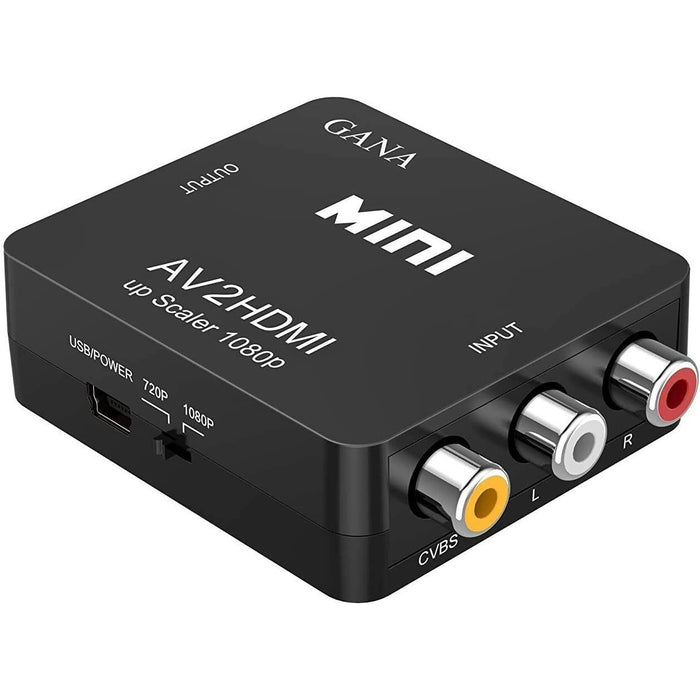 RCA to HDMI, GANA 1080P Mini Composite CVBS AV HDMI Video Audio Black