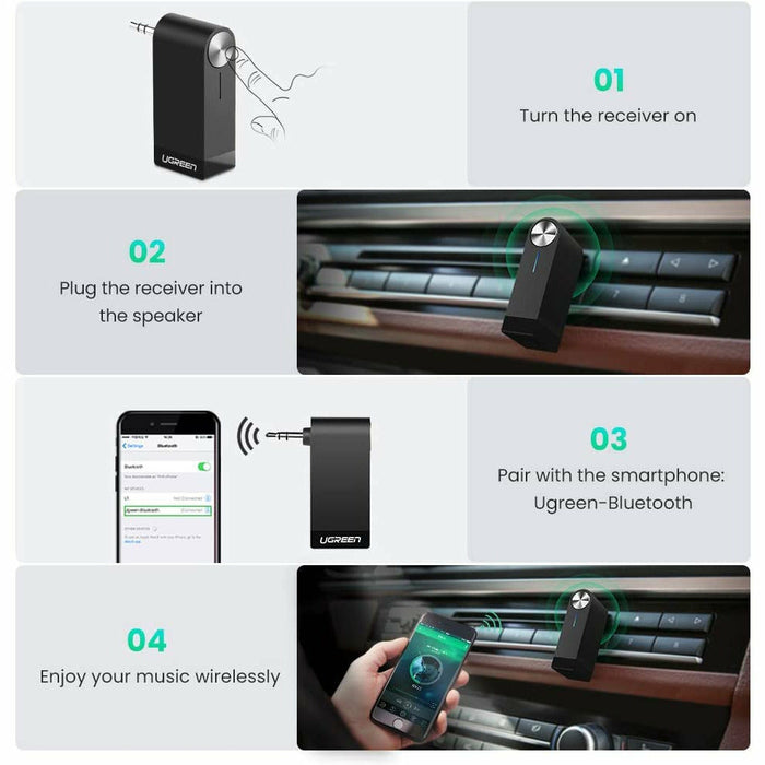 Bluetooth Receiver Portable Mini Music Audio Adapter 4.1 Car Auxiliary... UGREEN-brands-world.ca