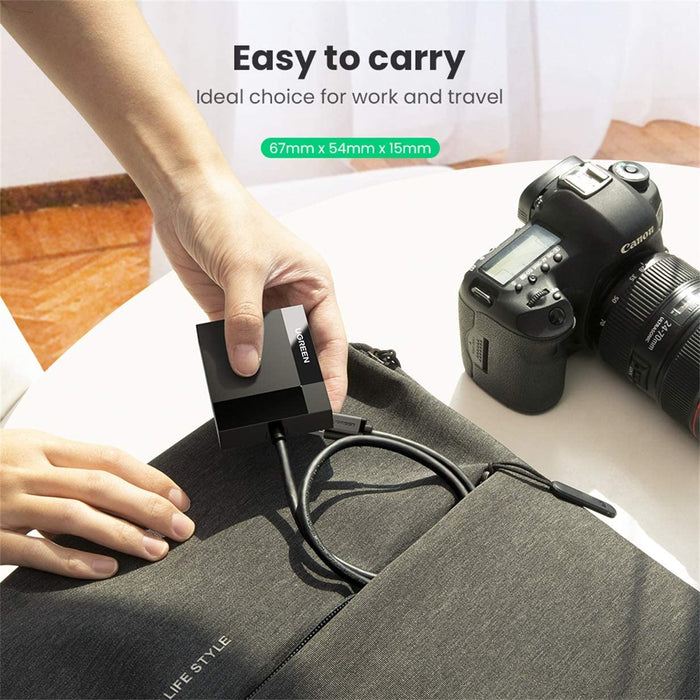 UGREEN SD Card Reader USB 3.0 Hub Adapter 5Gbps Read 4 Cards Black