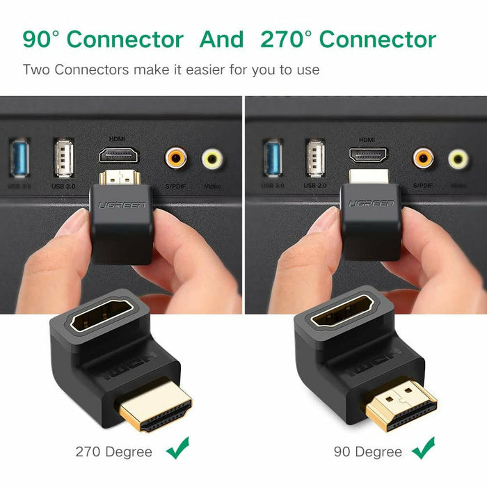 HDMI 90 degree and 270 degree right angle adapter gold-plated high speed... UGREEN-brands-world.ca