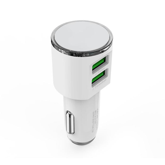 CAR CHARGER DUAL High Speed USB 3.6A + LIGHTNING CABLE 1M White-USB Car Chargers-V-MAX-brands-world.ca