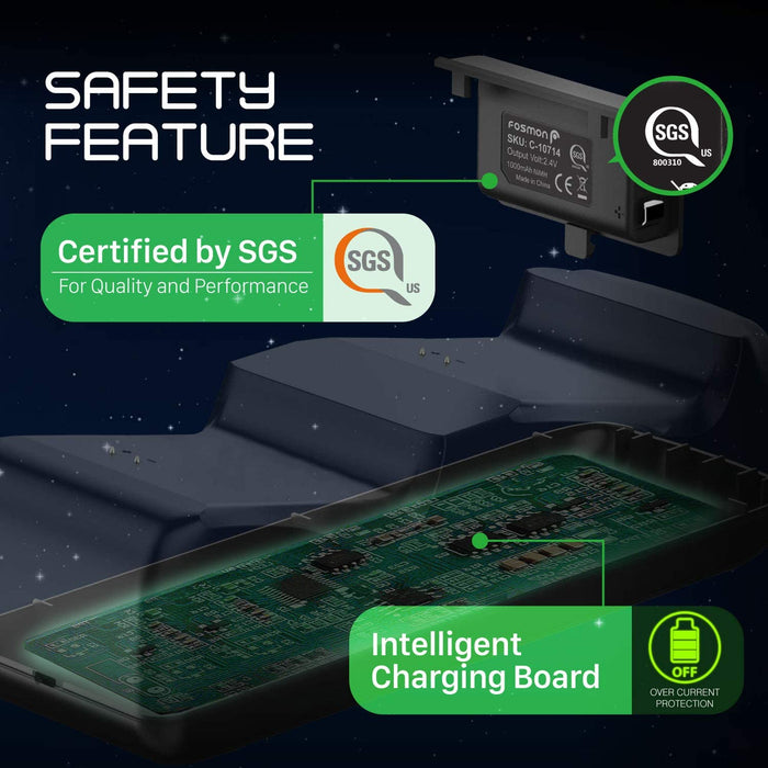Fosmon Dual Controller Charger Compatible With Xbox One/One X/One S Black-Xbox One Power Supplies & Battery Packs-Fosmon-brands-world.ca