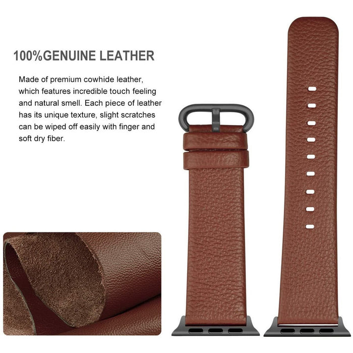 Fullmosa Compatible with Apple Watch 42mm/44mm, Brown + smoky grey buckle-Apple Watch Bands & Straps-Fullmosa-brands-world.ca