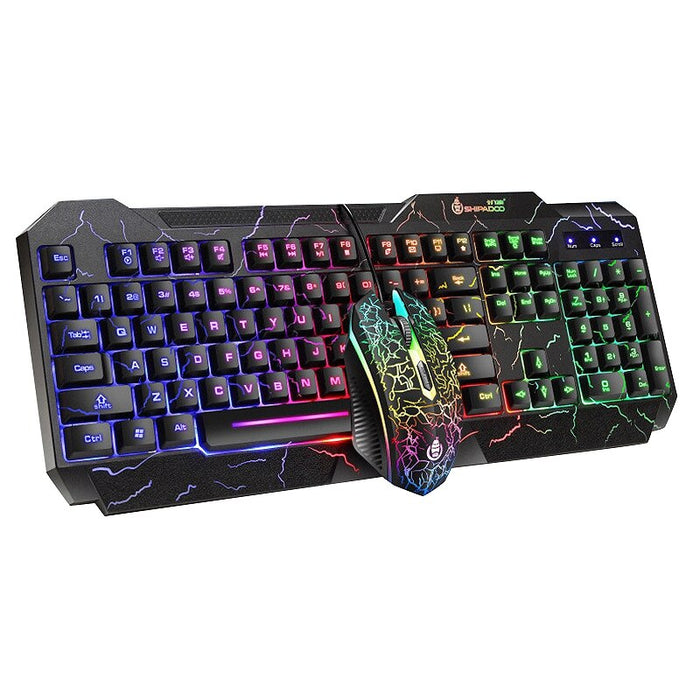 SAMA Gaming Keyboard and Mouse Set, Colorful Crack Backlit USB Computer Gaming Wired Keyboard and Mouse Set