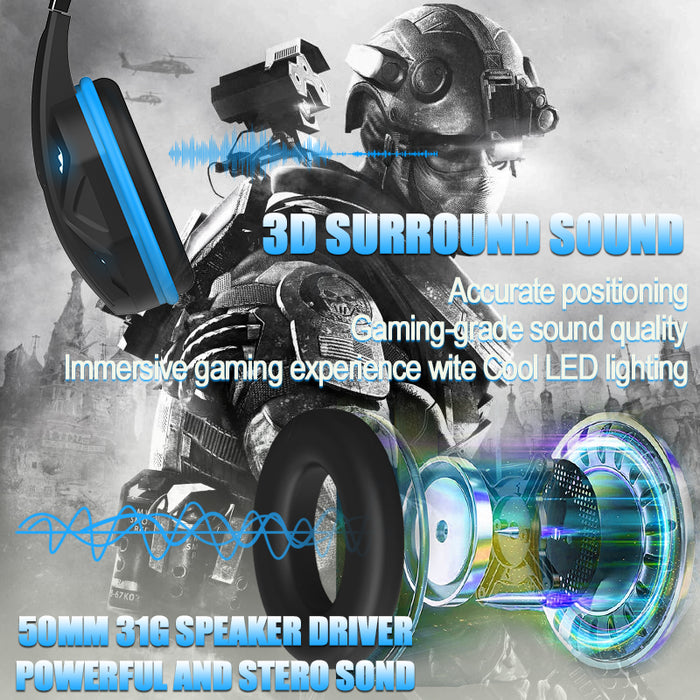 Gaming Headset G2000MIX -7.1 Surround-Mic LED for PS, Xbox One 360 PC Blue