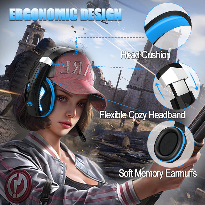 Gaming Headset G2000MIX -7.1 Surround-Mic LED for PS, Xbox One 360 PC Blue