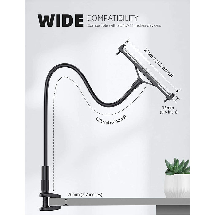 Lamicall Gooseneck Tablet Stand, iPad Stand Holder - Flexible Black-Tablet & iPad Stands-Lamicall-brands-world.ca