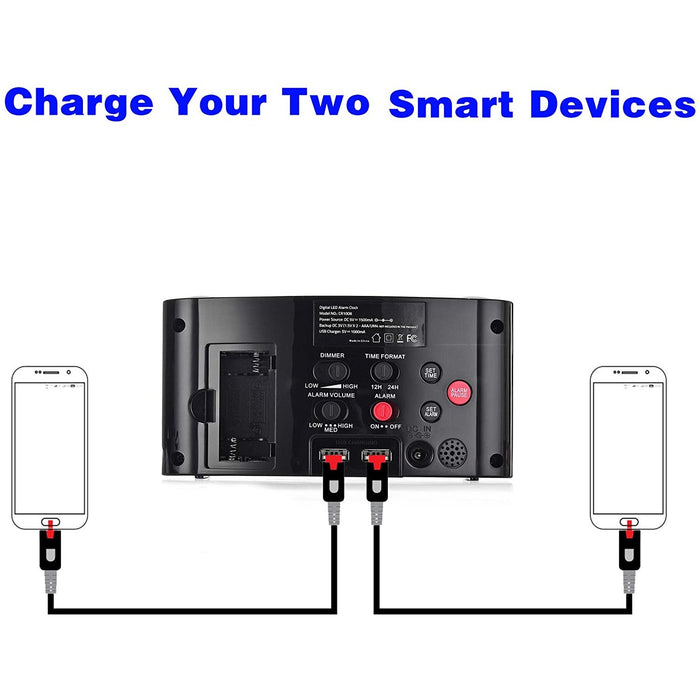 Loud Digital Alarm Clock, 7" Large LED Display Bedroom Green Digits-Speaker Docks & Clock Radios-Mesqool-brands-world.ca