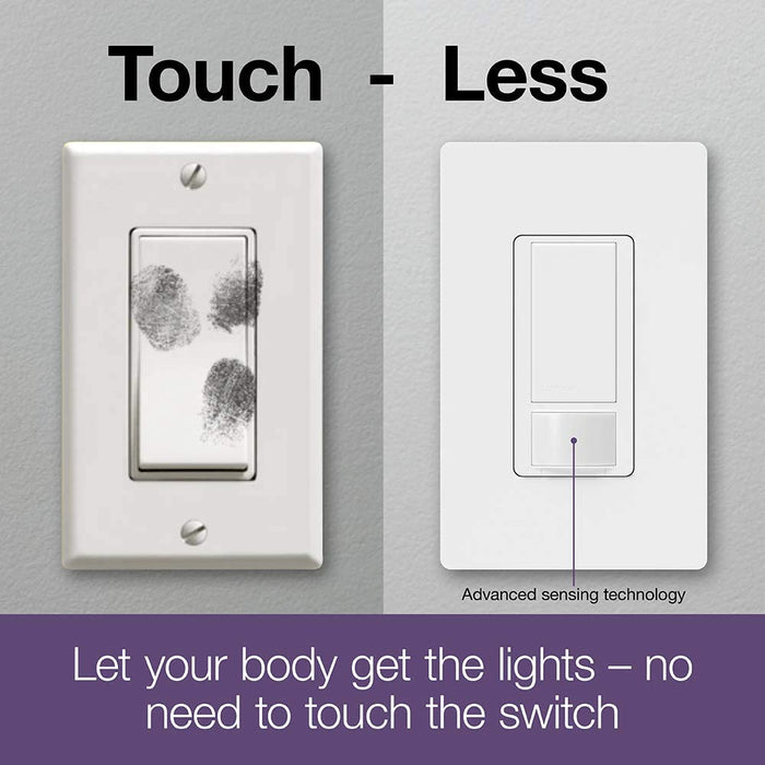 Lutron Maestro Motion Sensor Switch, No Neutral Required, 250 Watts, Single-Pole, MS-OPS2-WH, White, 1 Pack-Smart Switches & Plugs-Lutron-brands-world.ca