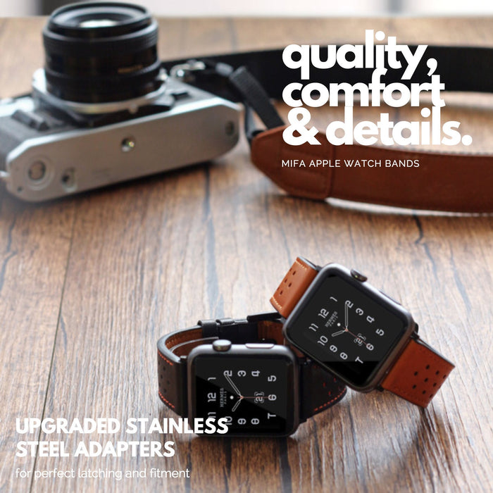 Mifa Compatible w/Apple Watch 5 4 44mm 42mm Premium / 42mm, Brown-Apple Watch Bands & Straps-MODERN IDEAS-brands-world.ca