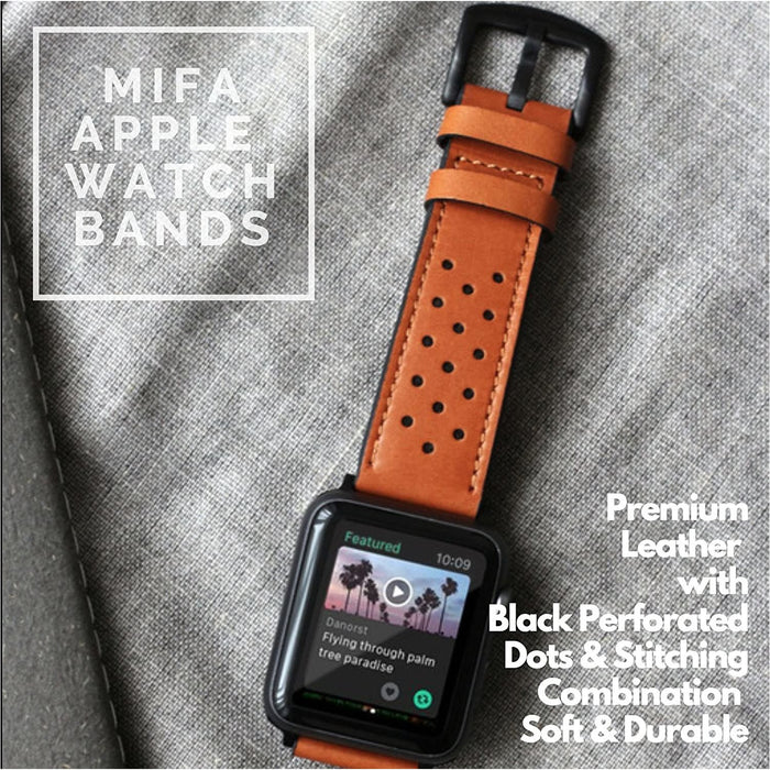 Mifa Compatible w/Apple Watch Band 5 4 44mm 42mm 40mm 38mm / 38mm, Brown-Apple Watch Bands & Straps-MODERN IDEAS-brands-world.ca