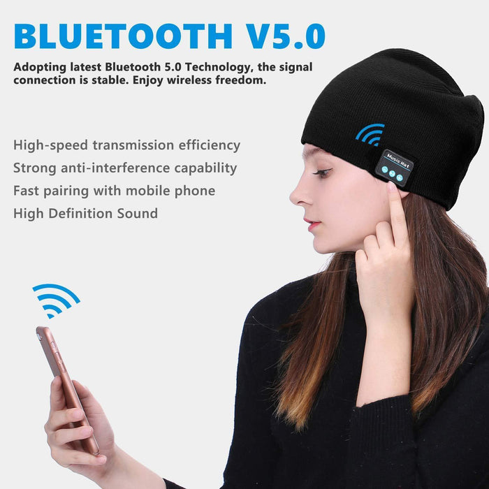 Miserwe Bluetooth Beanie Winter Music Hat Upgraded V5.0 Stereo Gray-Sleep Tech-Miserwe-brands-world.ca