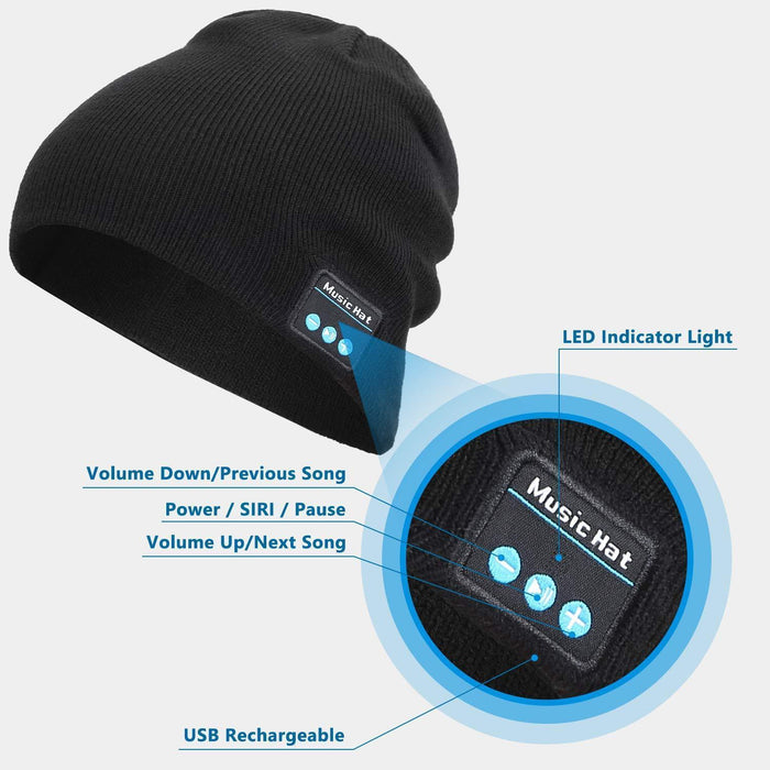 Miserwe Bluetooth Beanie Winter Music Hat Upgraded V5.0 Stereo Gray-Sleep Tech-Miserwe-brands-world.ca