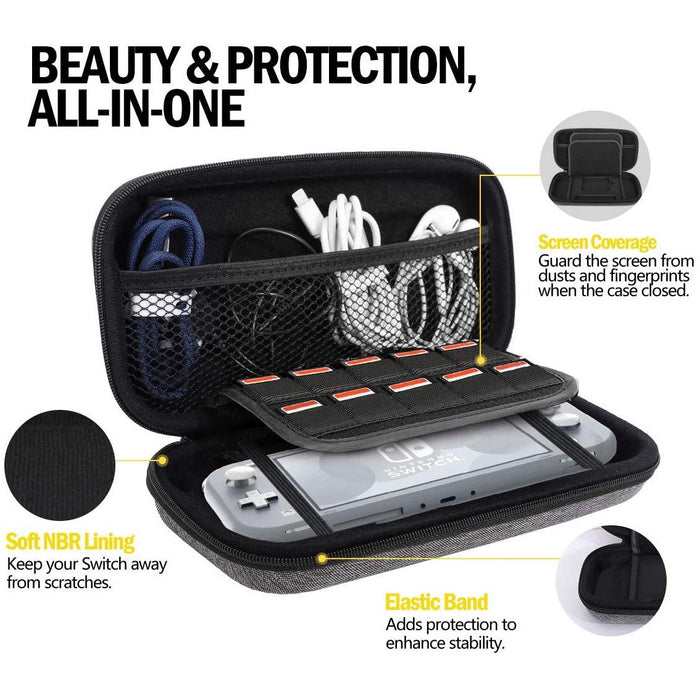 MoKo Carrying Case for Nintendo Switch Lite, Travel Hard Shell EVA Gray-Nintendo Switch Skins, Faceplates & Cases-SAMA-brands-world.ca
