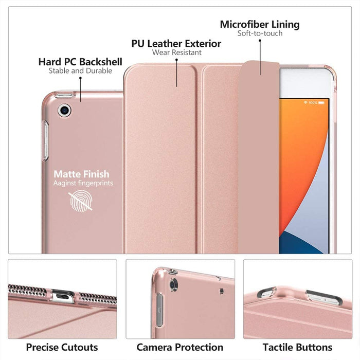 MoKo Case Fit New iPad 8th Gen 2020 / 7th Generation 2019, Rose Gold-Tablet & iPad Cases-MoKo-brands-world.ca