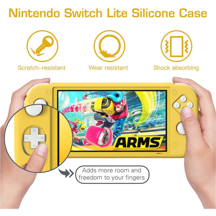 MoKo Case for Nintendo Switch Lite, Silicone Protective Rubber Cover, Yellow-Nintendo Switch Skins, Faceplates & Cases-MoKo-brands-world.ca