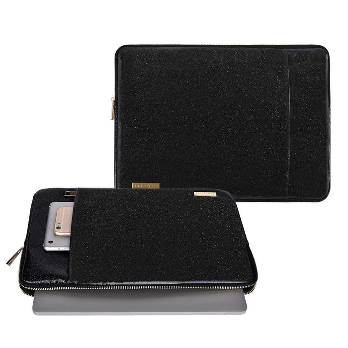 MOSISO PU Leather Sleeve Compatible with 13-13.3 Inch, Shining Black-Leather Sleeve-MOSISO-brands-world.ca