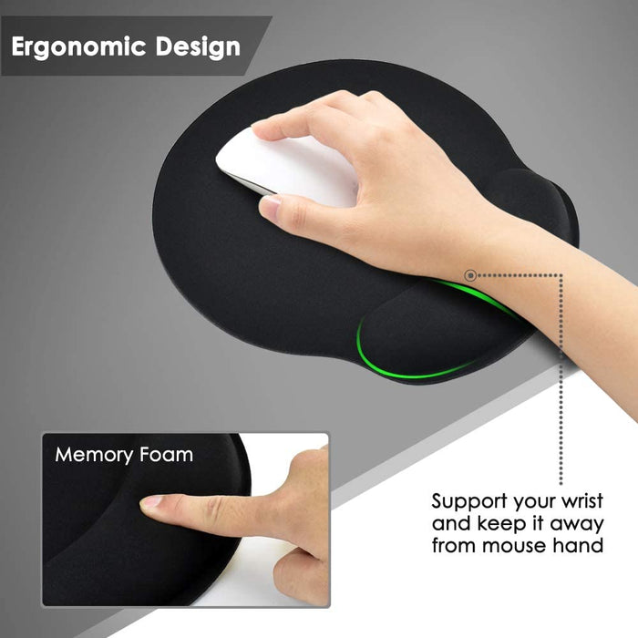 Mouse Pad, KATUMO Ergonomic Design Memory Foam Pad Wrist Rest Black x1-Mouse & Wrist Pads-KATUMO-brands-world.ca