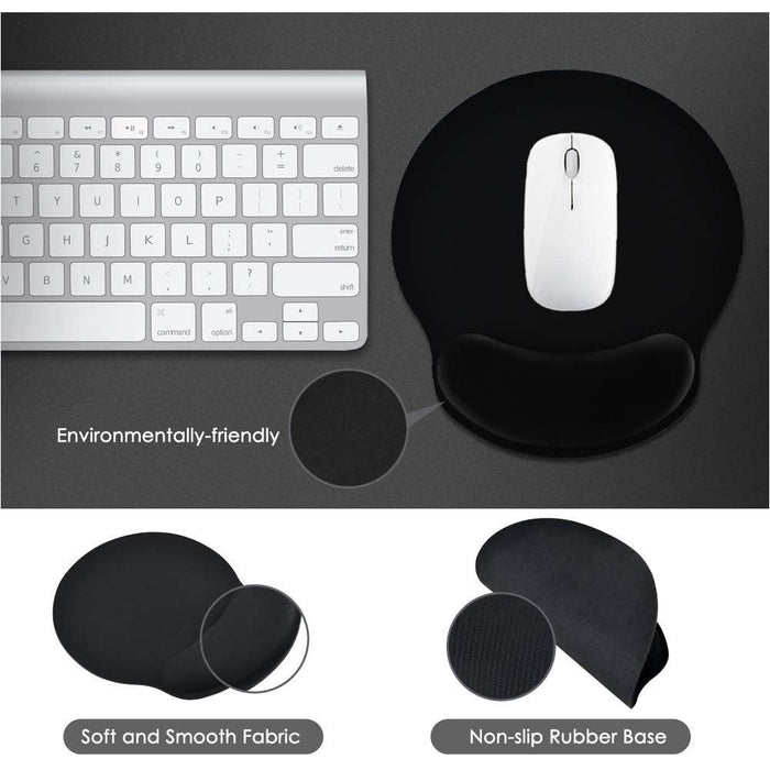 Mouse Pad, KATUMO Ergonomic Design Memory Foam Pad Wrist Rest Black x1-Mouse & Wrist Pads-KATUMO-brands-world.ca