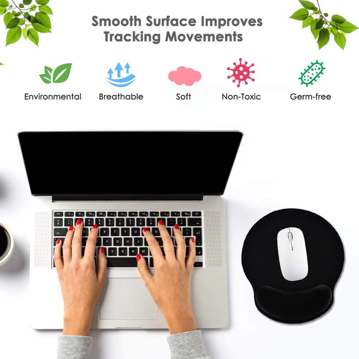 Mouse Pad, KATUMO Ergonomic Design Memory Foam Pad Wrist Rest Black x1-Mouse & Wrist Pads-KATUMO-brands-world.ca
