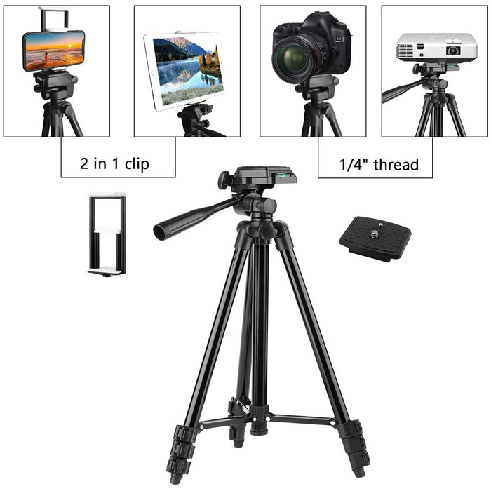 PEYOU Compatible for iPhone iPad Tripod, 50" Aluminum Camera Tablet Phone...-Tripods-SAMA-brands-world.ca