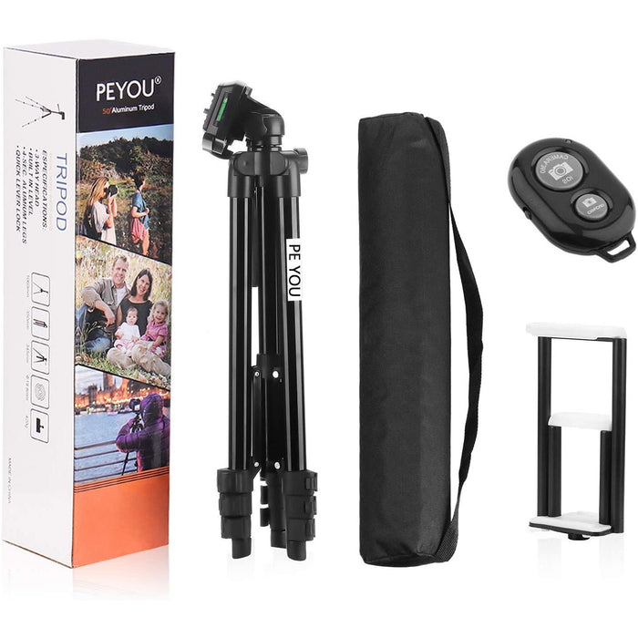 PEYOU Compatible for iPhone iPad Tripod, 50" Aluminum Camera Tablet Phone...-Tripods-SAMA-brands-world.ca