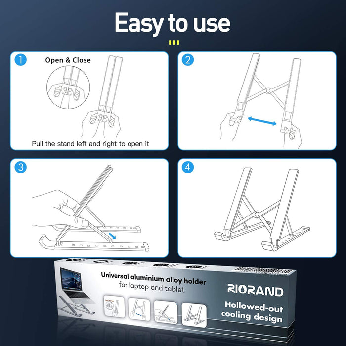 Portable Laptop Stand Foldable Adjustable Aluminium Alloy-Tablet & iPad Stands-RioRand-brands-world.ca