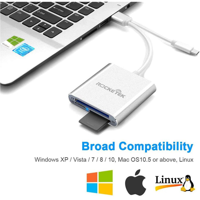 Rocketek 3-in-1 USB 3.0 / C/Micro Card Reader - SD, SDXC, UHS-I SD,...-Card Readers & Adapters-Rocketek-brands-world.ca
