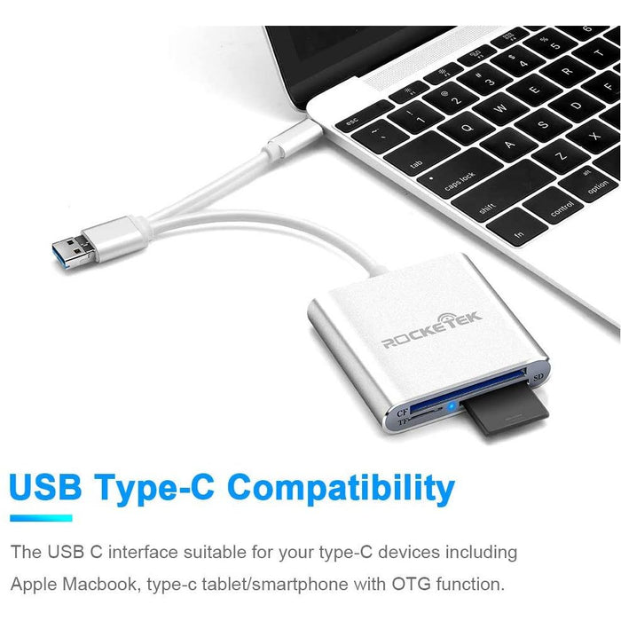 Rocketek 3-in-1 USB 3.0 / C/Micro Card Reader - SD, SDXC, UHS-I SD,...-Card Readers & Adapters-Rocketek-brands-world.ca