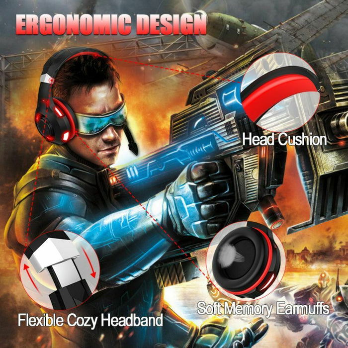 G2000Max Gaming Headset RGB LED Mic Headphones for PC Laptop PS4 Pro Xbox One S X -Blue