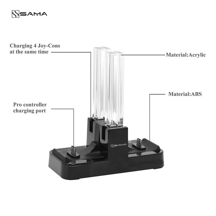 SAMA 4 In 1 LED Charging Stand Dock Station Charger Cradle For Nintendo Switch NS-Nintendo Switch Power Cords & Charging Stations-SAMA-brands-world.ca