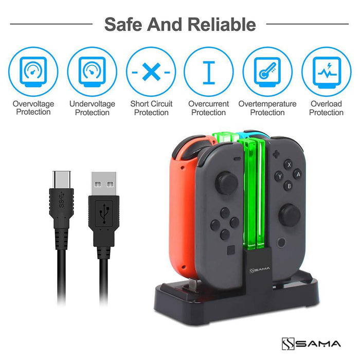 SAMA 4 In 1 LED Charging Stand Dock Station Charger Cradle For Nintendo Switch NS-Nintendo Switch Power Cords & Charging Stations-SAMA-brands-world.ca