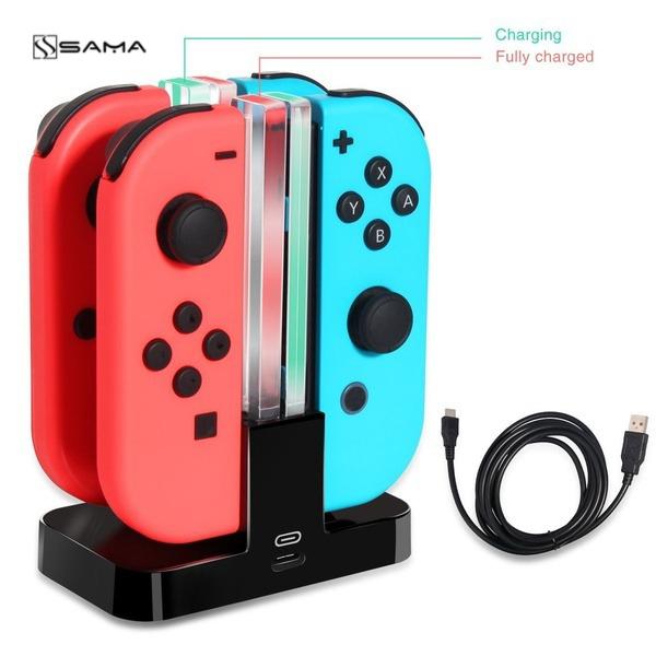 SAMA 4 In 1 LED Charging Stand Dock Station Charger Cradle For Nintendo Switch NS-Nintendo Switch Power Cords & Charging Stations-SAMA-brands-world.ca