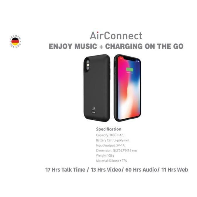 SAMA-Air Connect Wireless Battery Case for iphone X 3000 mAh Free Screen Protector - Black-Power Banks-SAMA-brands-world.ca
