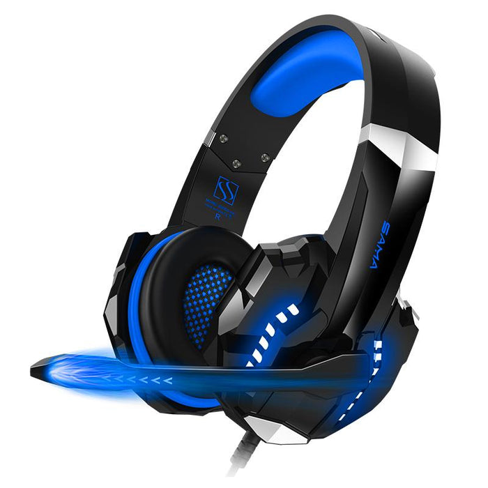 SAMA Blue Stereo Headset for PS4, PC, Xbox One Controller, Noise Cancelling Over Ear Headphones with Mic-Gaming Headsets-SAMA-brands-world.ca