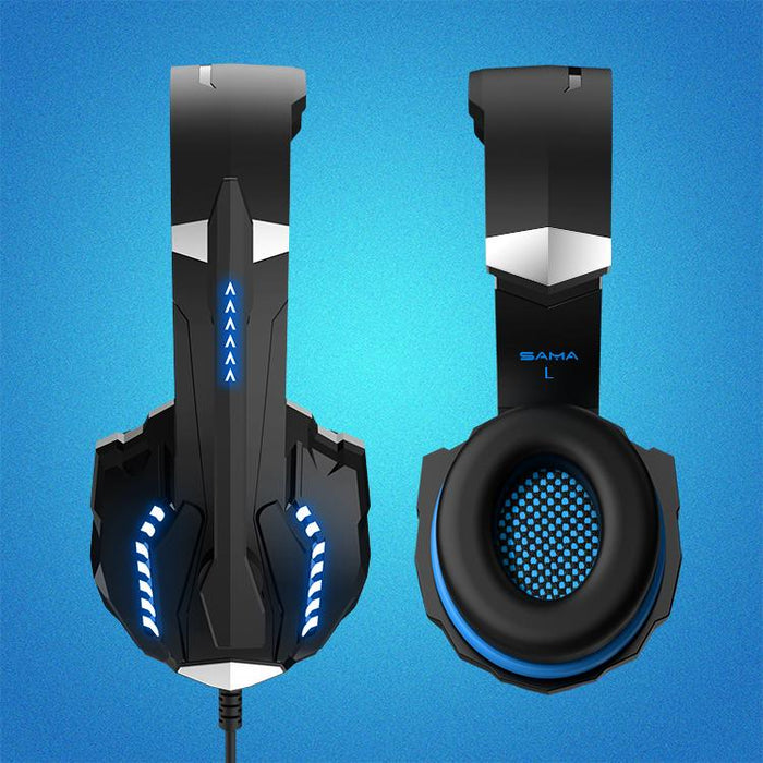 SAMA Blue Stereo Headset for PS4, PC, Xbox One Controller, Noise Cancelling Over Ear Headphones with Mic-Gaming Headsets-SAMA-brands-world.ca