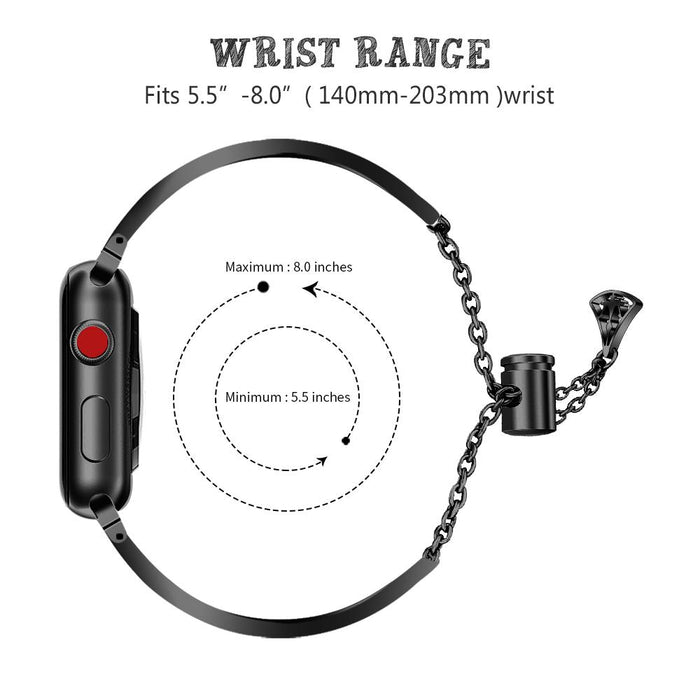 SAMA Diamond Rhinestone Stainless Steel Metal Wristband Strap 42/44mm For Apple Watch Band Black-Apple Watch Bands & Straps-SAMA-brands-world.ca