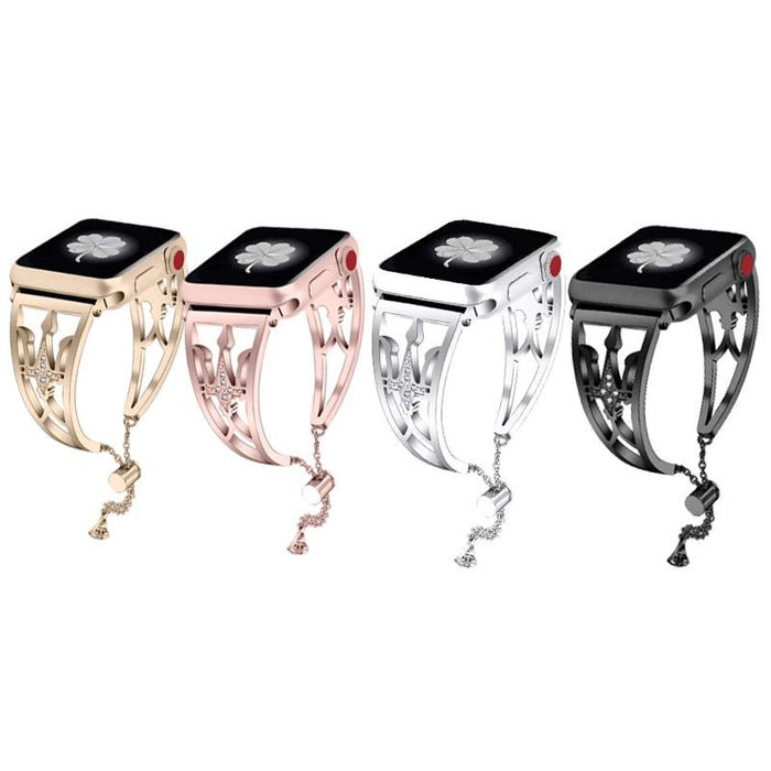 SAMA Diamond Rhinestone Stainless Steel Metal Wristband Strap 42/44mm For Apple Watch Band Black-Apple Watch Bands & Straps-SAMA-brands-world.ca