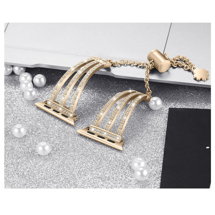 SAMA Diamond Stainless Steel Replacement Bracelet Strap 42/44mm For Apple Watch Series 5 4 3 2 1(Gold)-Apple Watch Bands & Straps-SAMA-brands-world.ca