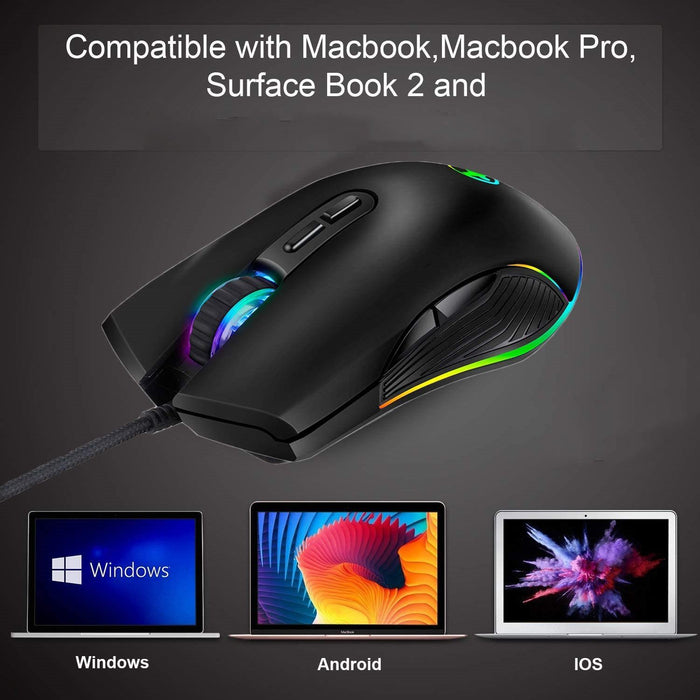 SAMA Ergonomic gaming mouse, USB wired RGB with 4 backlight modes-Wired Mice-SAMA-brands-world.ca