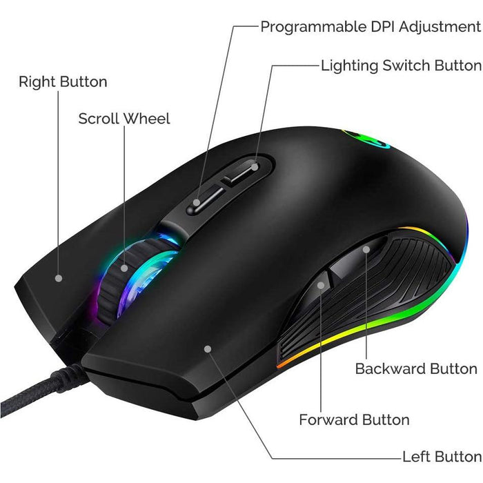 SAMA Ergonomic gaming mouse, USB wired RGB with 4 backlight modes-Wired Mice-SAMA-brands-world.ca